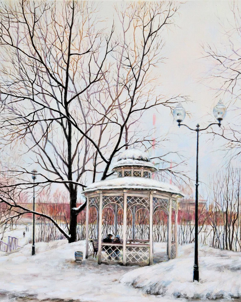 Беседка. Серия "На районе". Холст, масло
