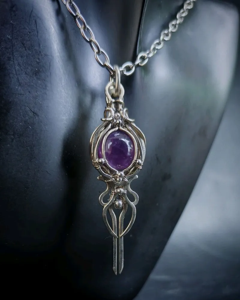 Кулон-ключ «Magic Key» с камнем — Фиолетовый, Аметист 1