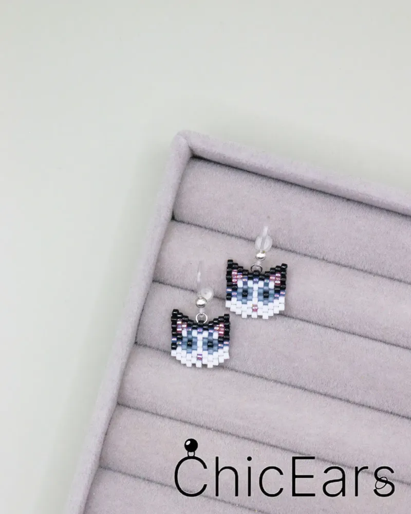 Серьги «Котики» из бисера — Котики