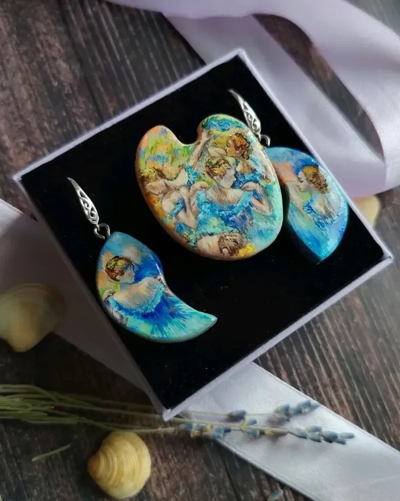 Серьги «Балерины Дега» с росписью — Основной