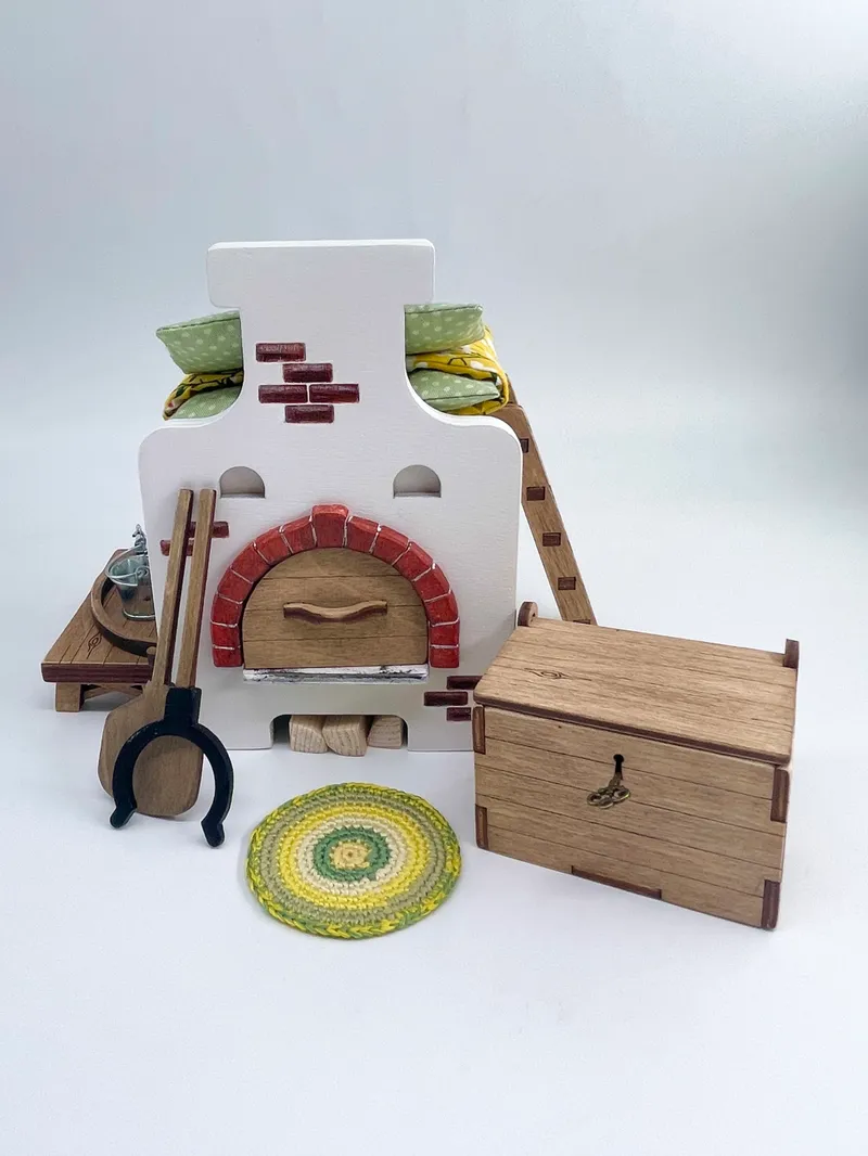 Русская печь миниатюрная для кукольного домика, 10×10 см