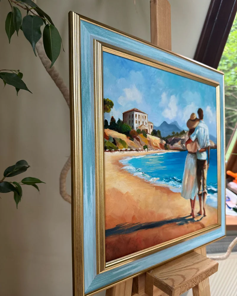Картина маслом море 38×38см морской пейзаж — Оригинал