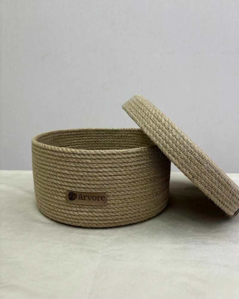 Корзина из джута с крышкой 25х13 см