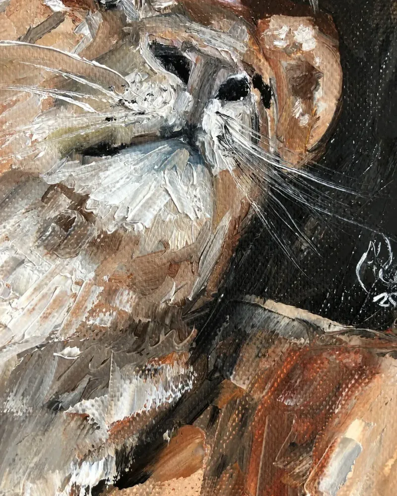 Лев и львица. Картина маслом 20×30 см — 20×30 см