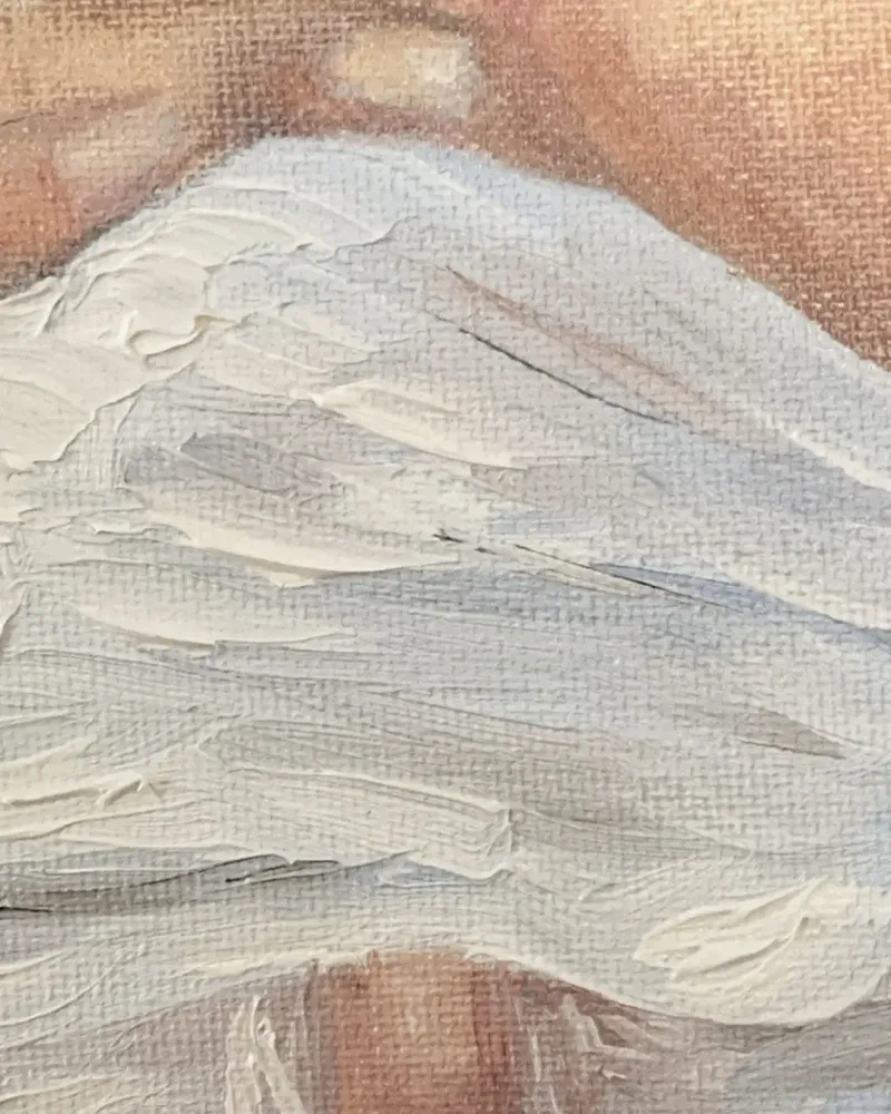 Мама с малышом на руках. Картина маслом 20×30 см — 20×30 см