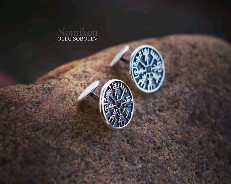 Запонки Vegvisir (рунический компас)