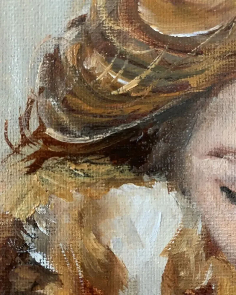 Девочка с собакой. Картина маслом 20×30 см — 20×30 см