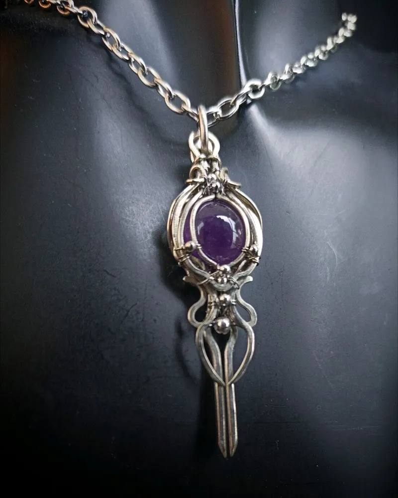 Кулон-ключ «Magic Key» с камнем — Фиолетовый, Аметист 1