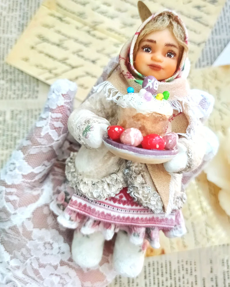 Ватная игрушка "Пасхальная Мариночка"