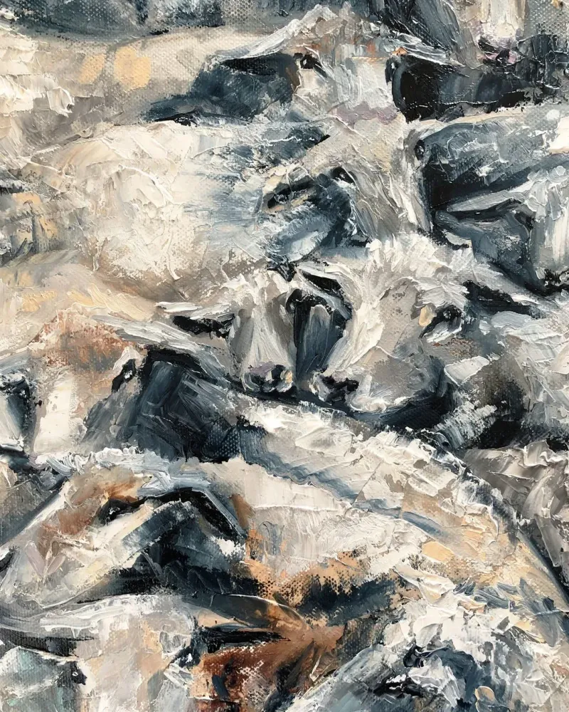 Овцы. Картина маслом 40×40 см — 40×40 см
