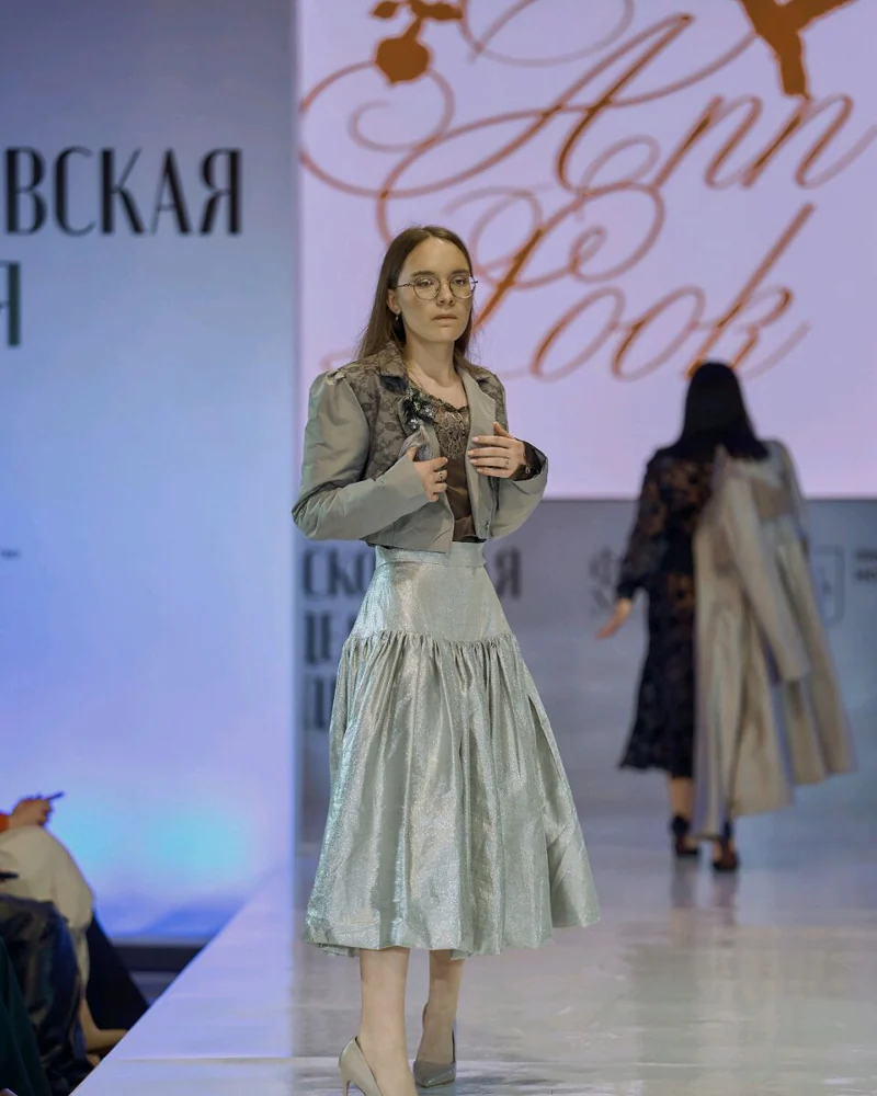 Шелковая юбка Серебристая роса, шелк Италия