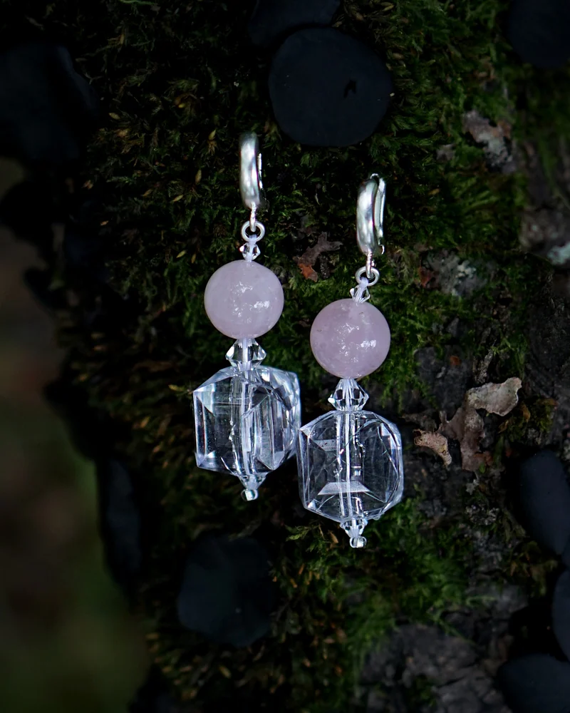 Серьги с розовым кварцем — Серьги с розовым кварцем