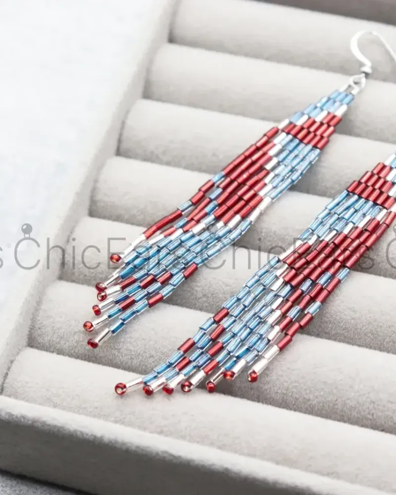 Серьги-бахрома «Пикассо» из бисера — Пикассо