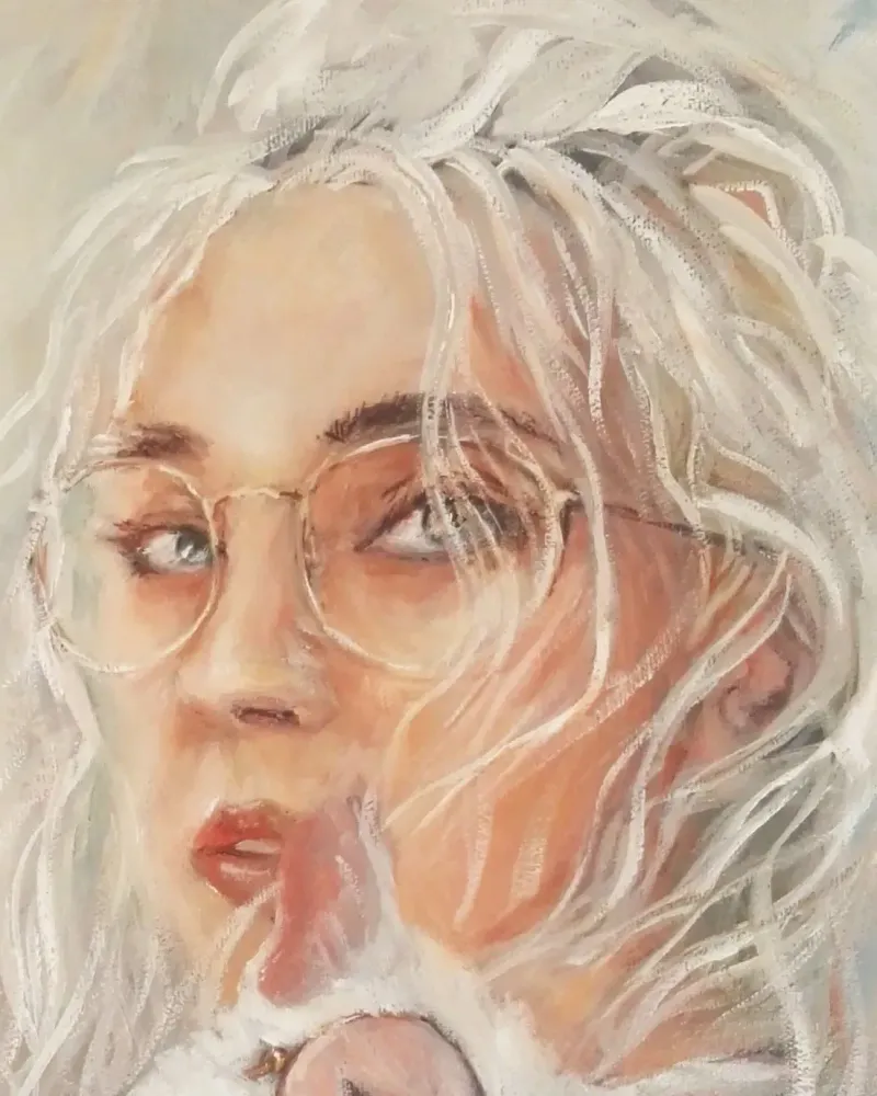 Девушка с котом. Картина маслом 50×60 см — 50×60 см