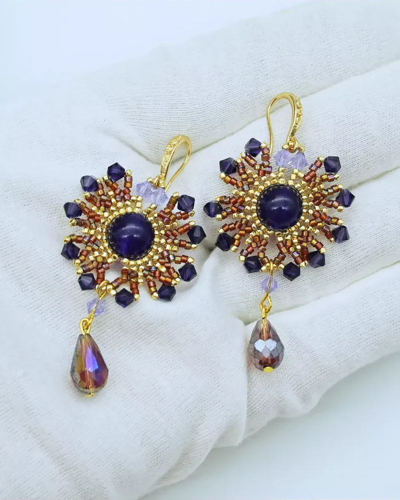 Серьги ажурные ручной работы со Swarovski