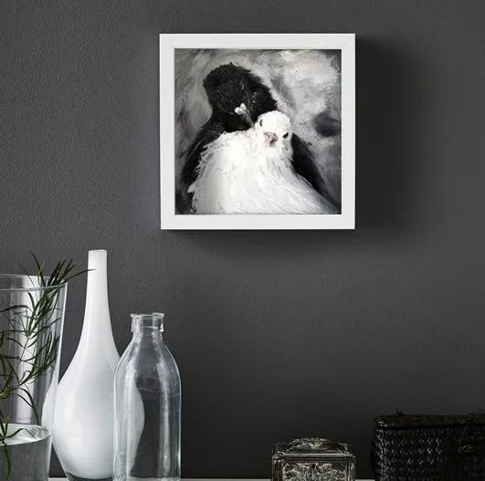 Голубки. Картина маслом 20×20 см