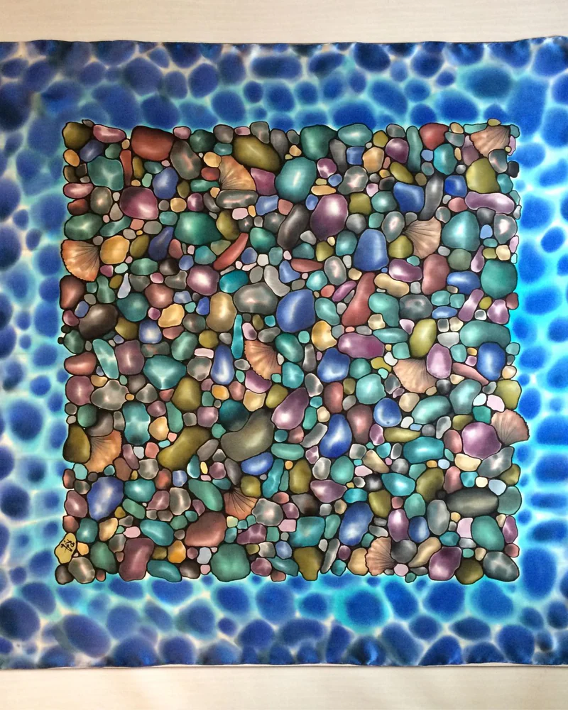 Платок «Морские камушки» — 90×90 см