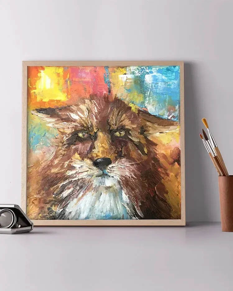 Лис. Картина маслом 20×20 см — 20×20 см