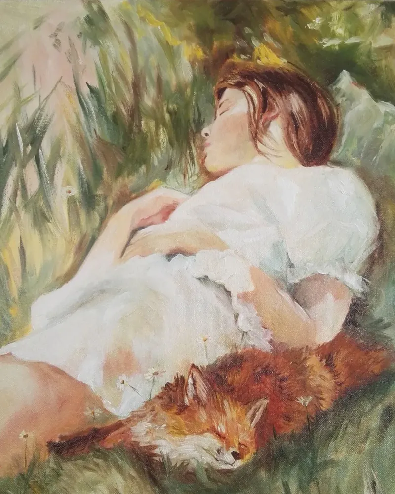Сон в летний день. Картина маслом 60×60 см — 60×60 см