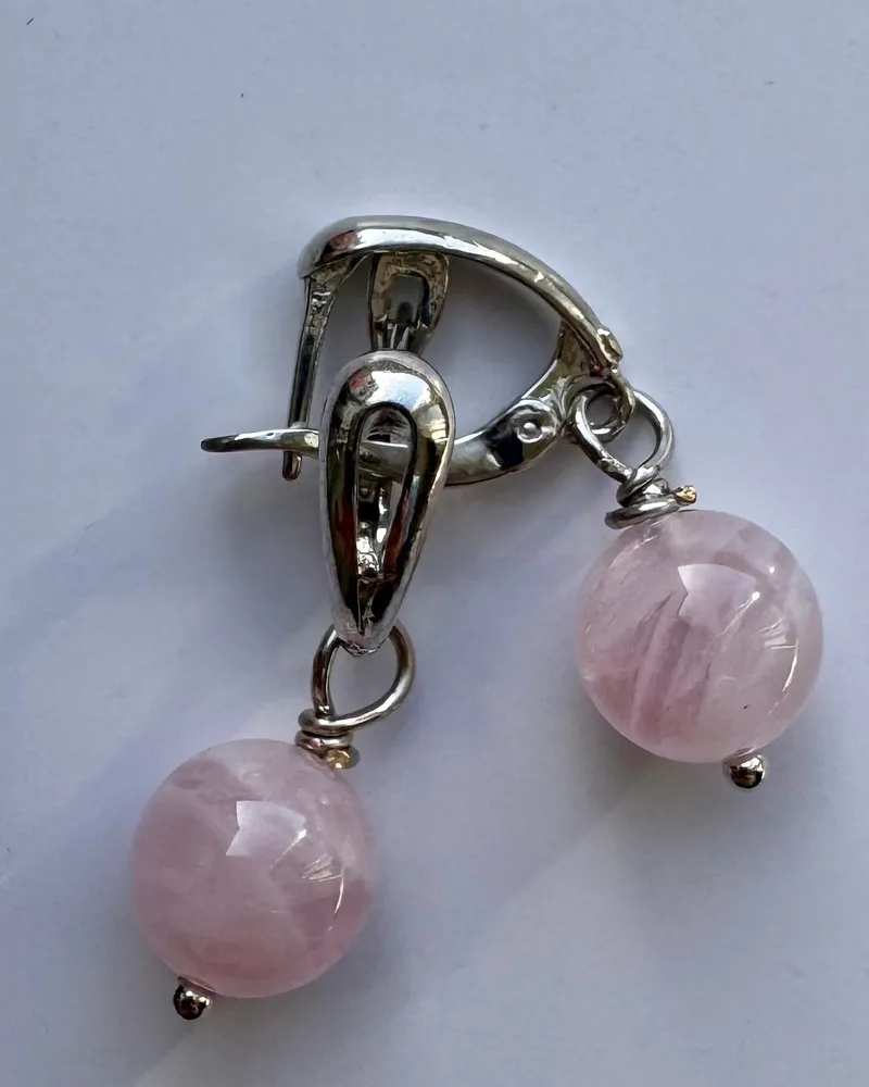 Серьги с розовым кварцем