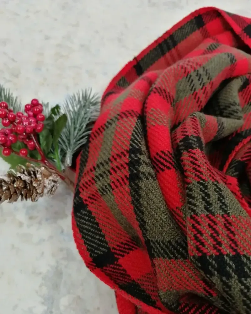 Тканый шарф из кашемира в клетку — Красная клетка