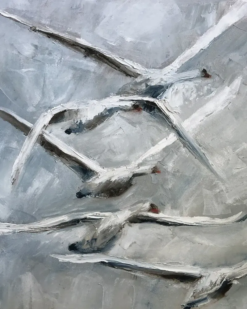 Гуси. Картина маслом 40×40 см — 40×40 см