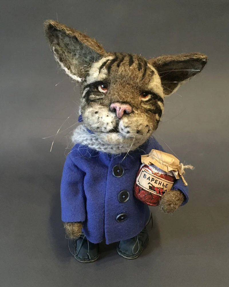 Кот Компот. Игрушка из шерсти. Войлочная игрушка