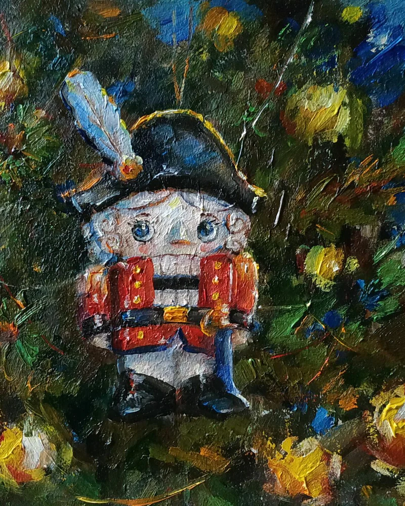 Серия "Новогодние игрушки" картины маслом новогодние
