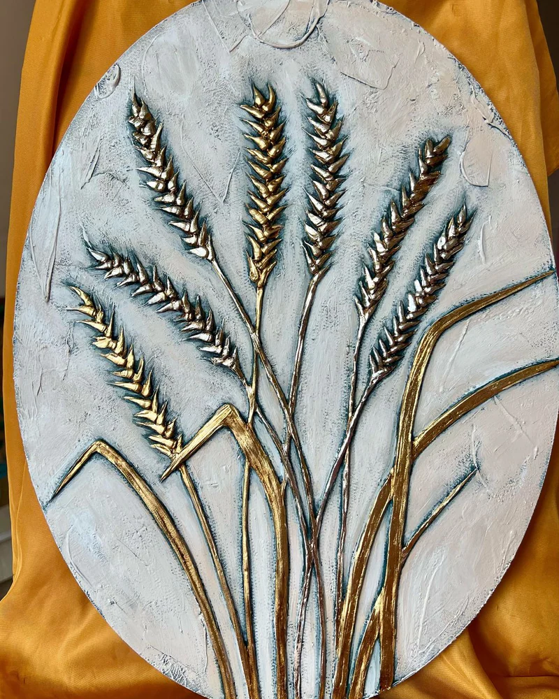 Картина «Золотые колосья» овал, 40×30 см