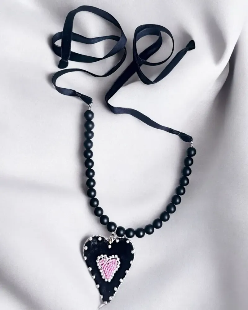 Колье с чёрным агатом «Black Valentine»