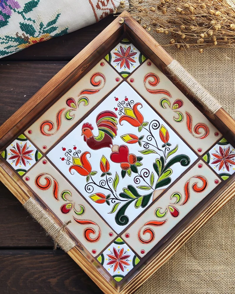 Поднос «Русские узоры», 30×30 см