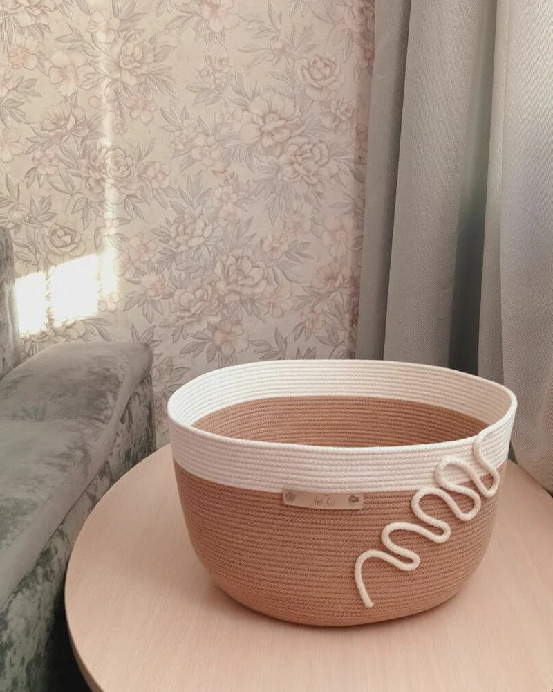 Большая корзина из хлопкового шнура — мультиколор