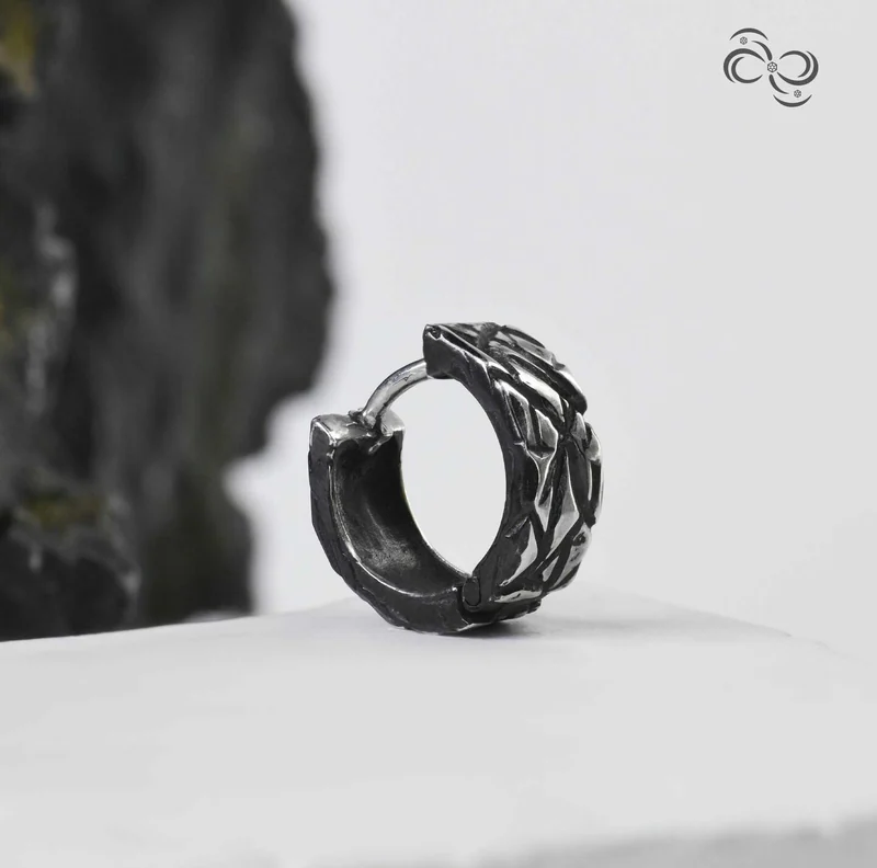 Серебряная серьга "Металлик лайт" частичное чернение