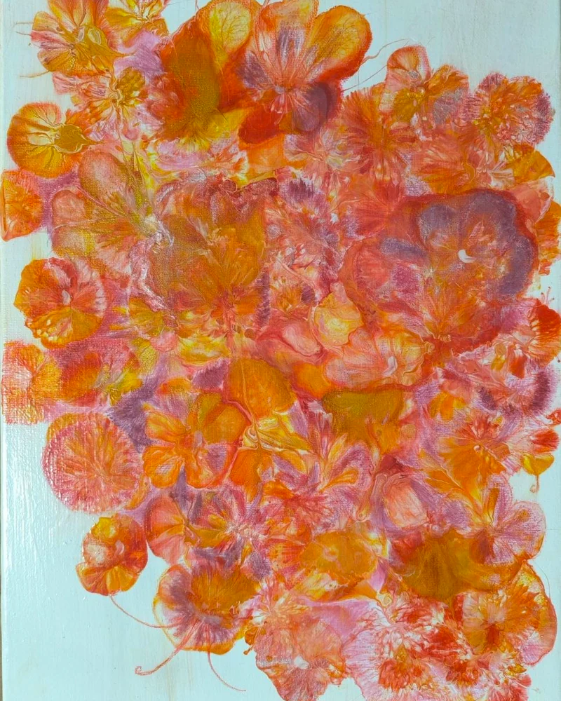 Картина 30х40, акрил, абстракция "Flower power"