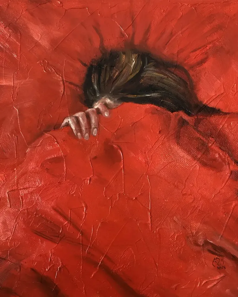 Спящая девушка. Картина маслом 30×30 см — 30×30 см