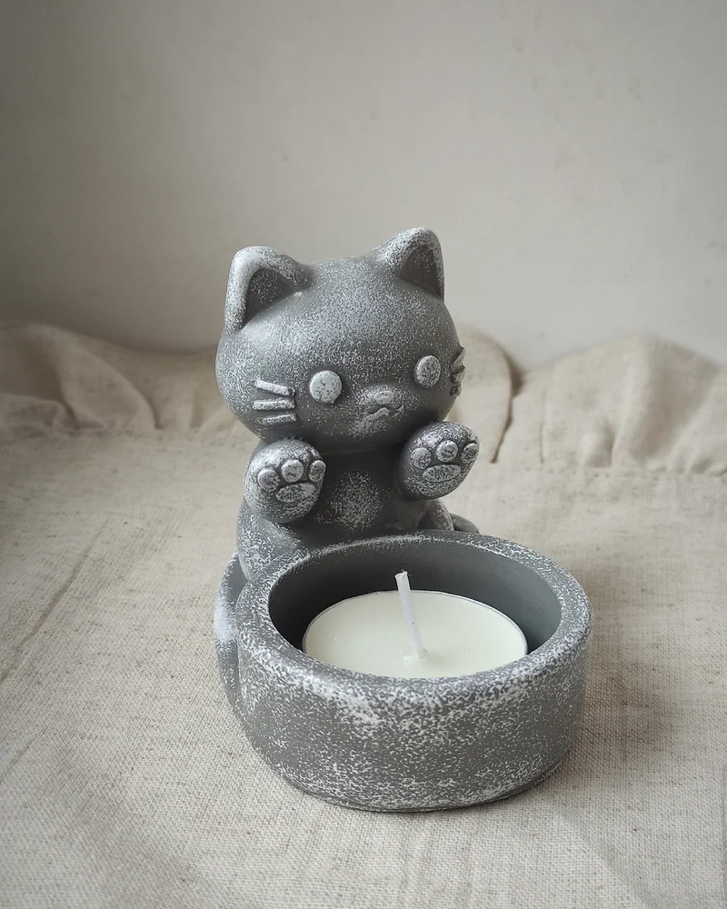 Подсвечник "Котик греет лапки"