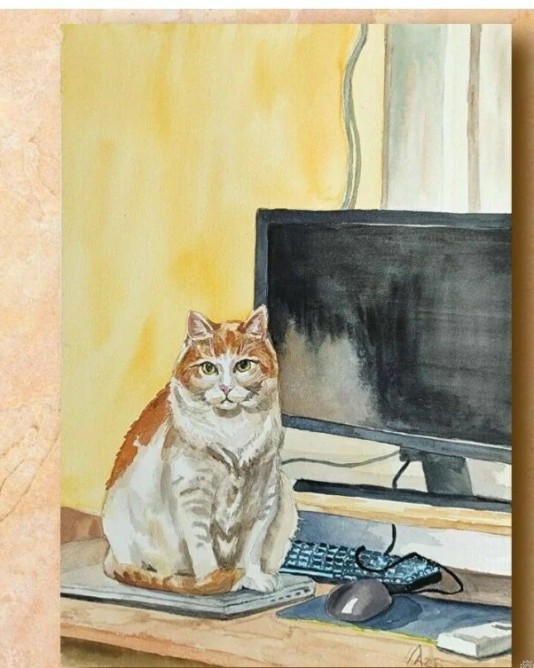 Картина с котиком 21 на 29.7 см