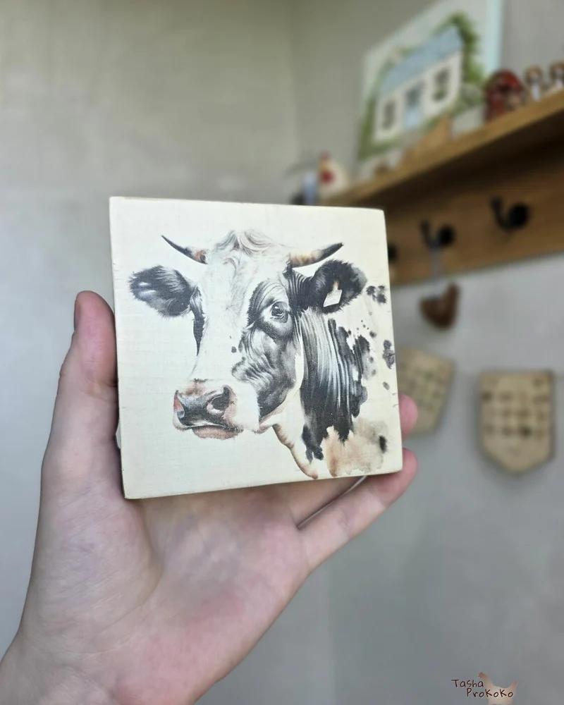 Мини-панно на дереве 10×10 см «Ферма» — Ферма