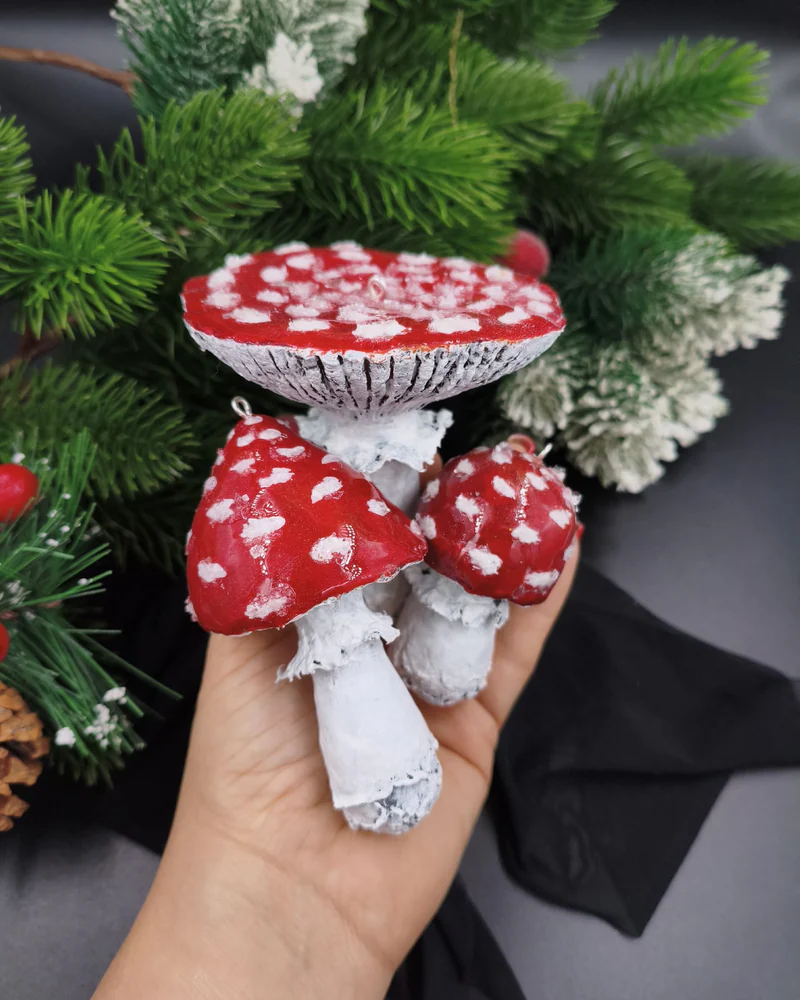 Ёлочные игрушки Мухоморы