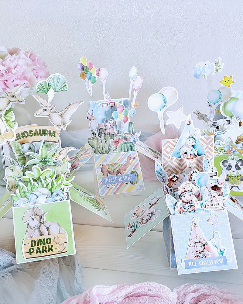 Pop-up открытка коробочка с конвертом