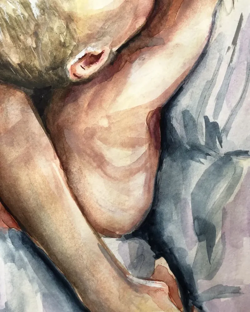 Мама с малышом. Акварель 20×30 см — 20×30 см
