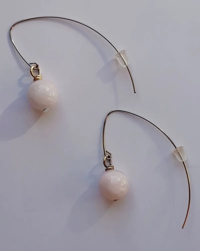 Серьги розовый кварц