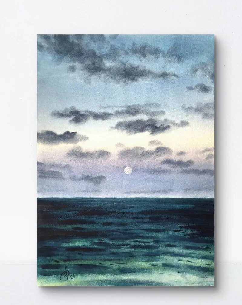 Море. Морской пейзаж акварелью — 30×40 см