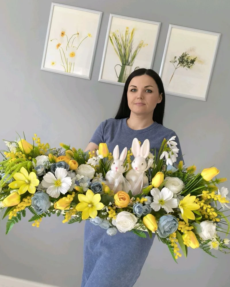 Весенняя композиция с зайчатами — Весенняя композиция с зайчатами