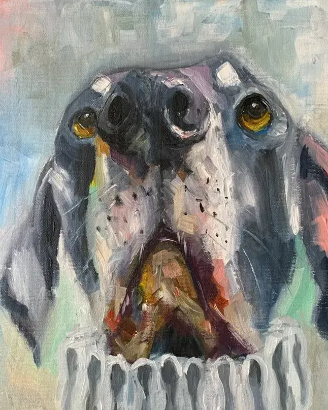 Портрет собаки. Картина маслом 30×30 см — 30×30 см