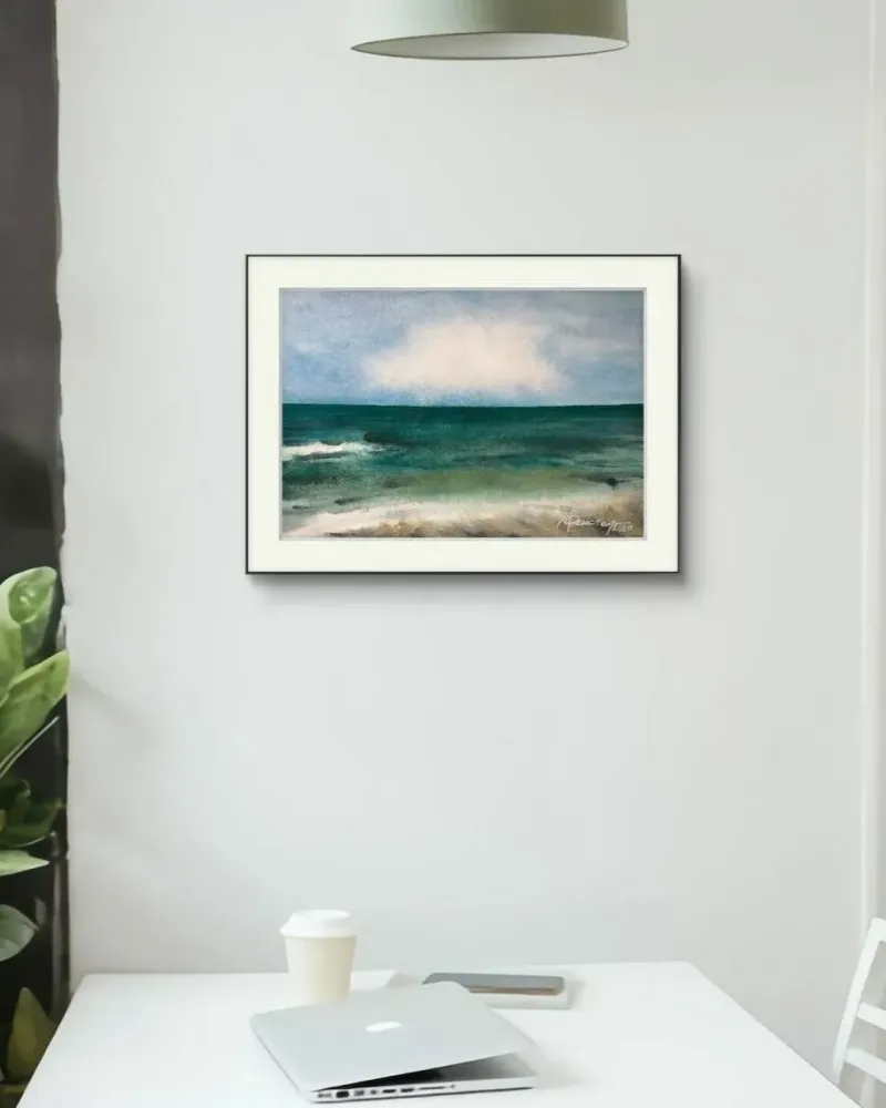Море и облако. Морской пейзаж акварелью — 21×30 см