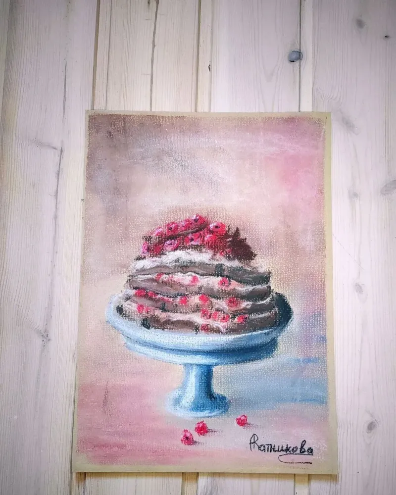 Картина пастелью «Тортик» — Пастель, 20×30 см