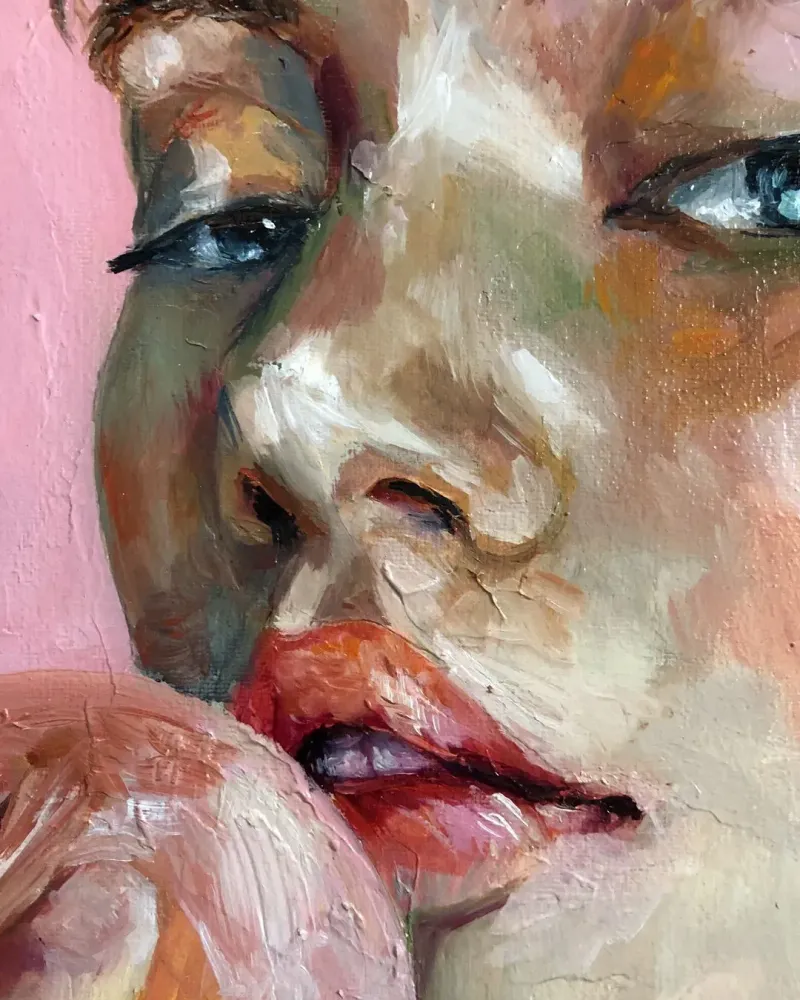 Девушка и яблоко. Картина маслом 40×50 см — 40×50 см
