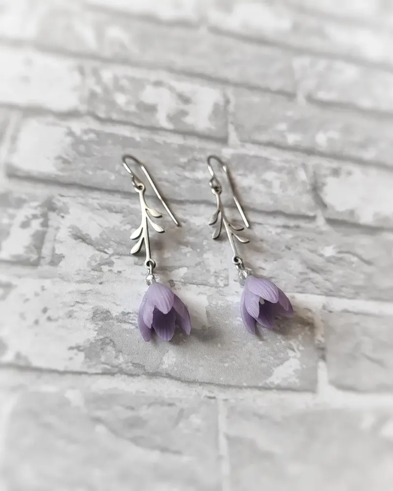 Серьги с крокусами — Фиолетовый