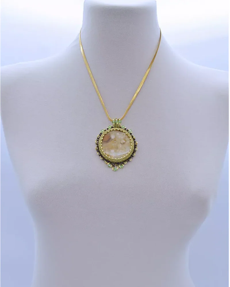 Авторский кулон с цитрином и Swarovski